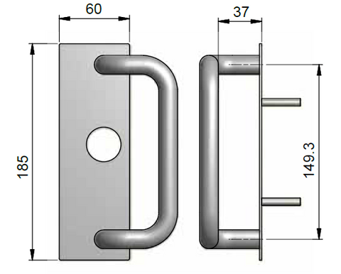 DORMAKABA ED22 PULL HANDLE AND PLATE SSS