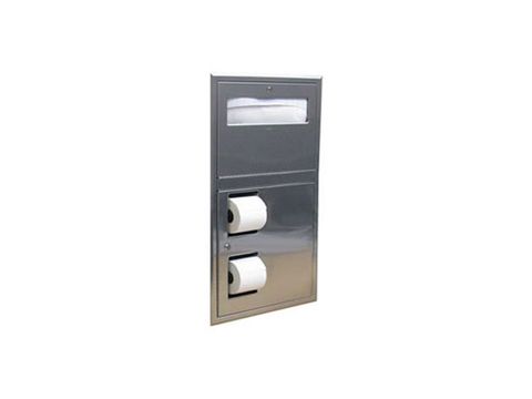 BOBRICK B3474 RECESSED SEAT COVER + TOILET ROLL DISPENSER