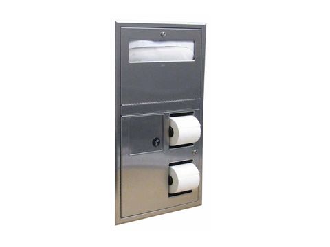 BOBRICK B3574 SEAT + TOILET ROLL DISPENSER & NAPKIN BIN