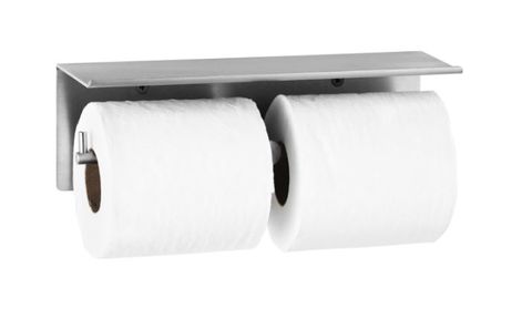 Bobrick B-540 Double Toilet Roll Holder with Shelf