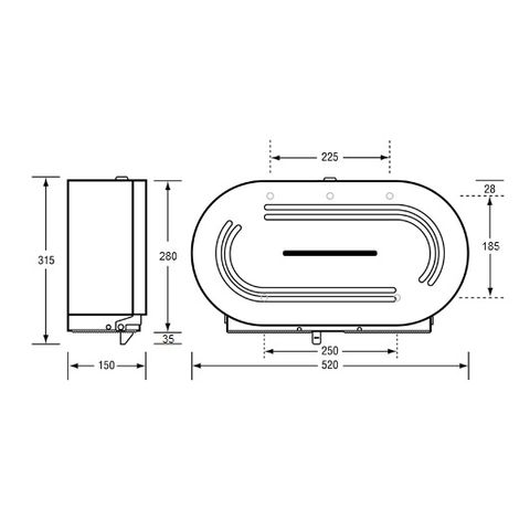 Metlam ML841 Jumbo Double Toilet Roll Holder Dispenser
