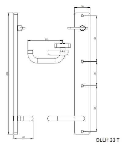 AMS-DLLH-33-T DUAL LOCK LEVER HANDLE W/TURN SNIB LEFT HAND