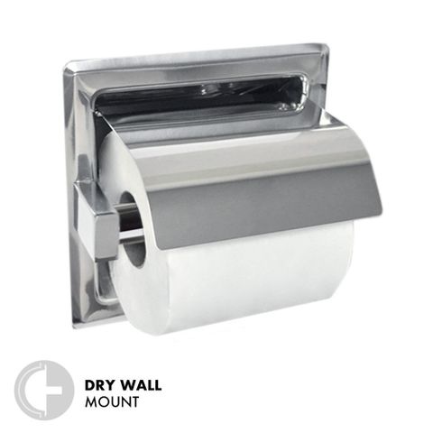 ASI JDM 7402 TOILET ROLL HOLDER SINGLE W/HOOD RECESS BRIGHT