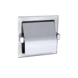 METLAM RECESSED SINGLE TOILET ROLL HOLDER W/HOOD SSS