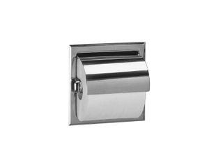 BOBRICK B669 RECESSED TOILET PAPER HOLDER W/HOOD BRIGHT