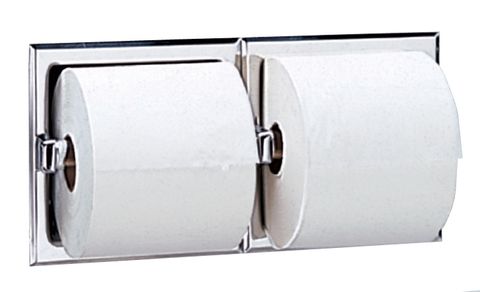 BOBRICK B697 RECESSED DOUBLE TOILET PAPER HOLDER BRIGHT