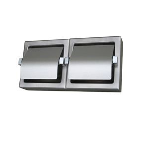 METLAM SURFACE MOUNT DOUBLE TOILET ROLL HOLDER W/HOOD SSS