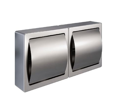 METLAM SURFACE MOUNT DOUBLE TOILET ROLL HOLDER W/HOOD SSS