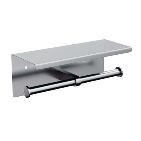 Metlam ML269_TRH_PSS Double Toilet Roll Holder W/Shelf PSS