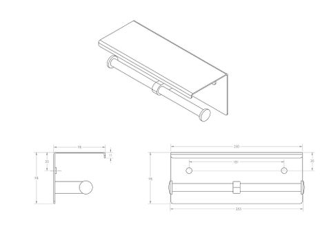Metlam ML269_TRH_ Double Toilet Roll Holder with Shelf