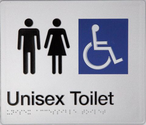 TSM BRAILLE MALE/FEMALE/DISABLED TOILET SIGN SILVER