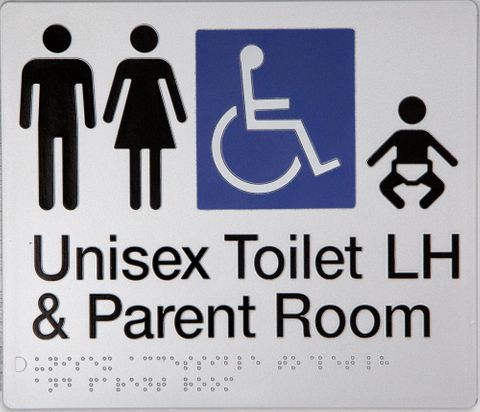 TSM BRAILLE MALE/FEMALE/DISABLED + PARENT LH SIGN SILVER