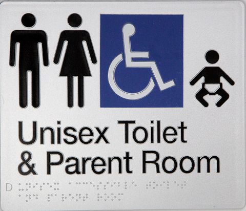 TSM BRAILLE MALE/FEMALE/DISABLED + PARENT SIGN SILVER