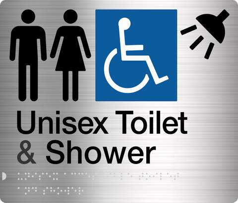 TSM BRAILLE FEMALE/MALE/DISABLED TOILET + SHOWER SIGN SS