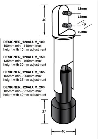 METLAM DESIGNER 120 SERIES ADJUSTABLE LEG