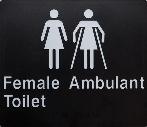 TSM BRAILLE FEMALE/FEMALE AMBULANT TOILET SIGN BLACK