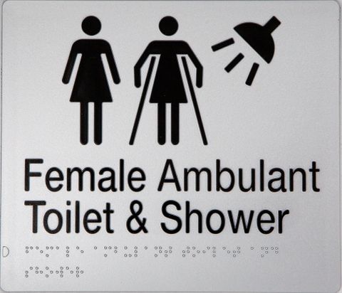 TSM BRAILLE FEMALE/FEMALE AMBULANT TOILET/SHOWER SIGN SILVER