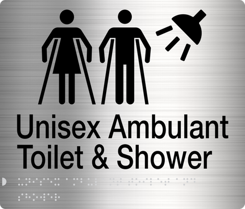 TSM BRAILLE MALE/FEMALE AMBULANT TOILET + SHOWER SIGN SS