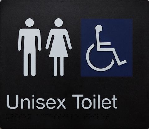 TSM BRAILLE MALE/FEMALE/DISABLED TOILET SIGN BLACK