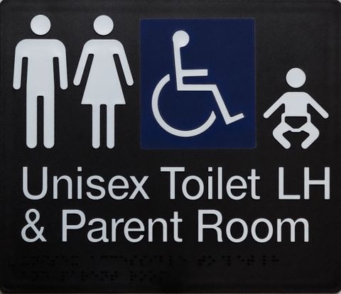 TSM BRAILLE MALE/FEMALE/DISABLED + PARENT LH SIGN BLACK