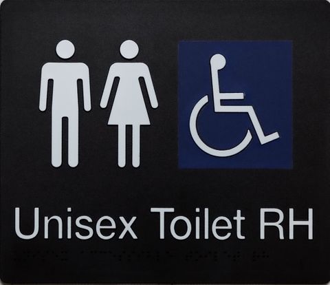 TSM BRAILLE MALE/FEMALE/DISABLED TOILET RH SIGN BLACK