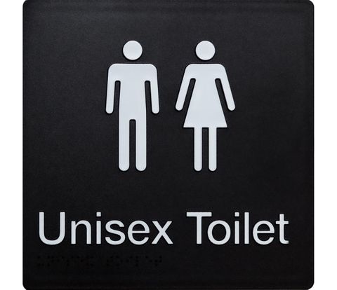 TSM BRAILLE MALE/FEMALE TOILET SIGN BLACK