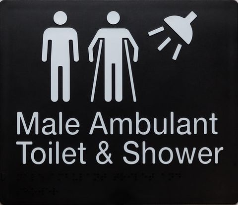 TSM BRALLE MALE/MALE AMBULANT TOILET + SHOWER SIGN BLACK