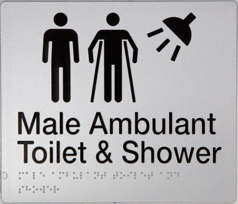 TSM BRALLE MALE/MALE AMBULANT TOILET + SHOWER SIGN SILVER