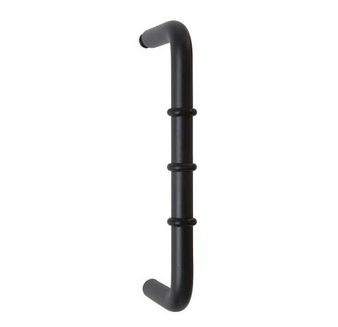 METLAM D PULL HANDLE WITH RUBBER STOPS 152MM BLK