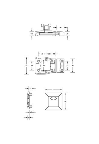 Metlam MODA_LOCK_ Moda Series Square Indicating Slide Lock - Screw Fixing