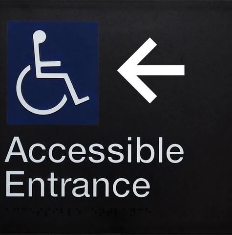 TSM BRAILLE ACCESSIBLE ENTRANCE LH SIGN BLACK