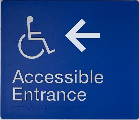 TIM THE SIGN MAN AELA ACCESSIBLE ENTRANCE LEFT HAND SIGN