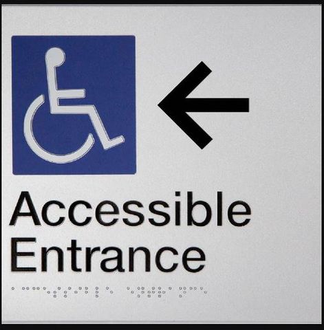 TSM BRAILLE ACCESSIBLE ENTRANCE LH SIGN SILVER