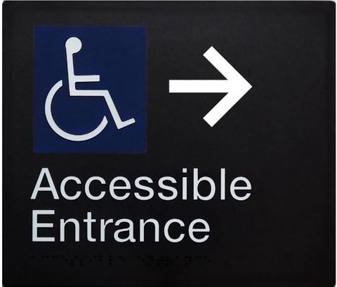 TSM BRAILLE ACCESSIBLE ENTRANCE RH SIGN BLACK