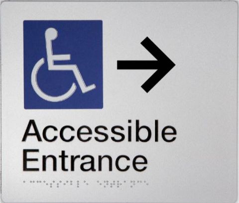 TSM BRAILLE ACCESSIBLE ENTRANCE RH SIGN SILVER