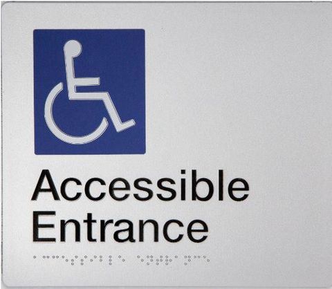 TSM BRAILLE ACCESSIBLE ENTRANCE SIGN SILVER