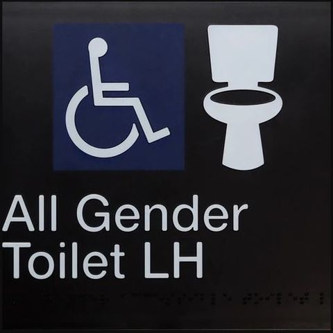 TSM BRAILLE ALL GENDER TOILET LH SIGN BLACK