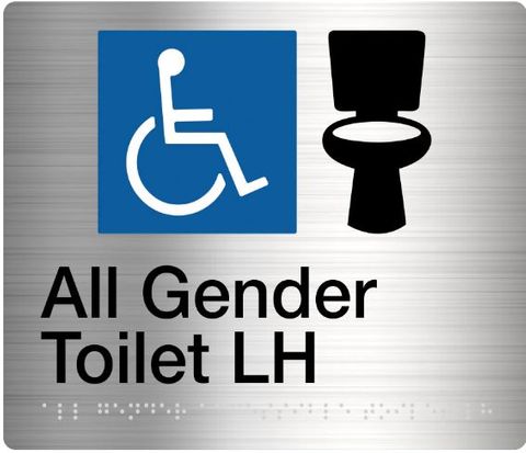 TSM BRAILLE ALL GENDER TOILET LH SIGN SS