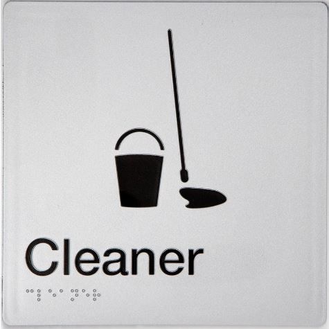 TSM BRAILLE CLEANER SIGN SILVER