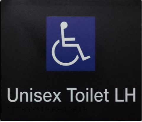 TSM BRAILLE DISABLED TOILET SIGN LH BLACK