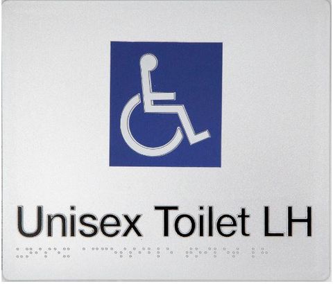 TSM BRAILLE DISABLED TOILET SIGN LH SILVER
