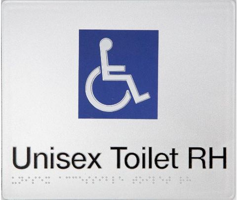 TSM BRAILLE DISABLED TOILET SIGN RH SILVER