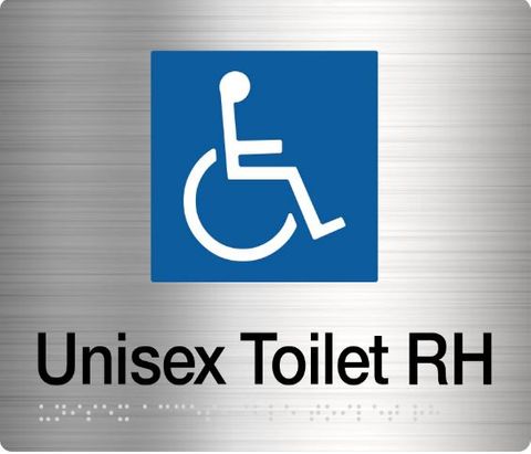 TSM BRAILLE DISABLED TOILET SIGN RH SS