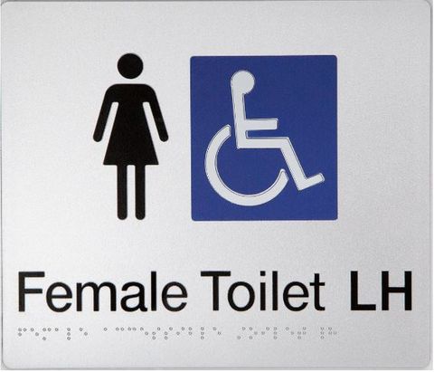 TSM BRAILLE FEMALE DISABLED TOILET LH SIGN SILVER