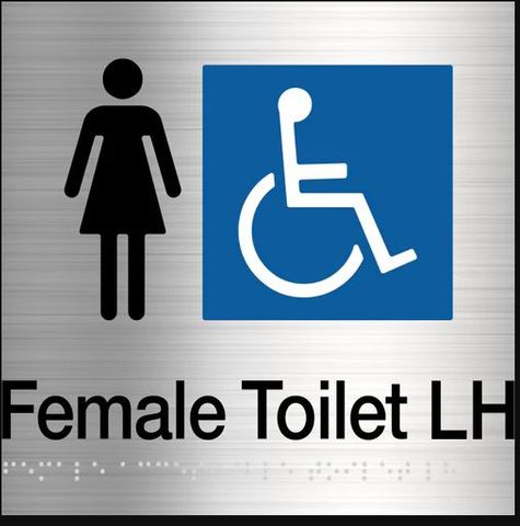 TSM BRAILLE FEMALE DISABLED TOILET LH SIGN SS