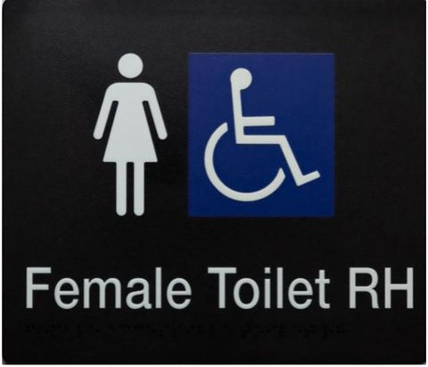 TSM BRAILLE FEMALE DISABLED TOILET RH SIGN BLACK