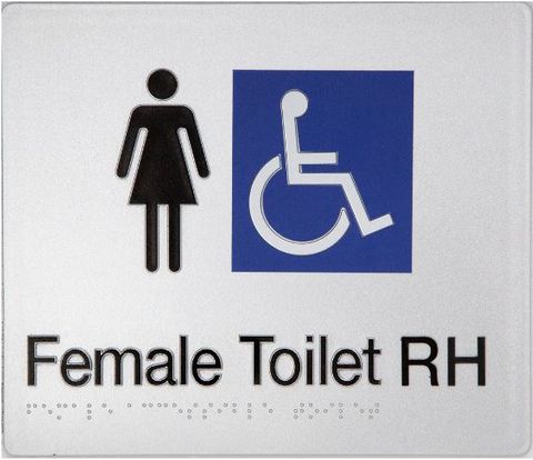 TSM BRAILLE FEMLE DISABLED TOILET RH SIGN SILVER