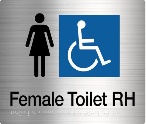 TSM BRAILLE FEMLE DISABLED TOILET RH SIGN SS