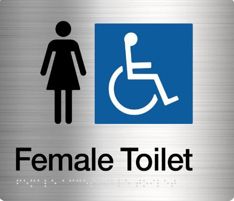 TSM BRAILLE FEMALE DISABLED TOILET SIGN SS