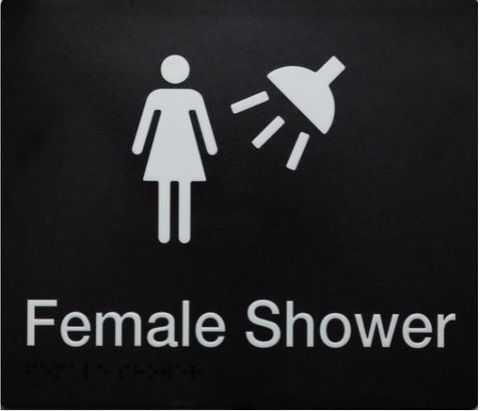 TSM BRAILLE FEMALE SHOWER SIGN BLACK